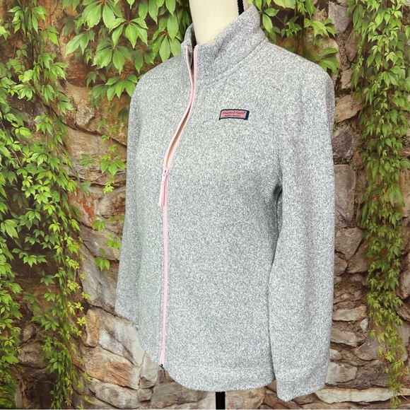 VINEYARD VINES Girls' Heathered Gray Zip Front Fleece, XL - Picture 4 of 11